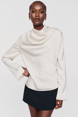 WAYF Draped Long-Sleeve Top