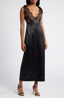 WAYF WAYF Almera Lace & Satin Cocktail Dress