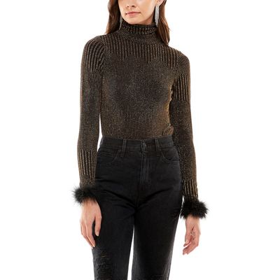 WAYF WAYF Besos Metallic Turtleneck Bodysuit