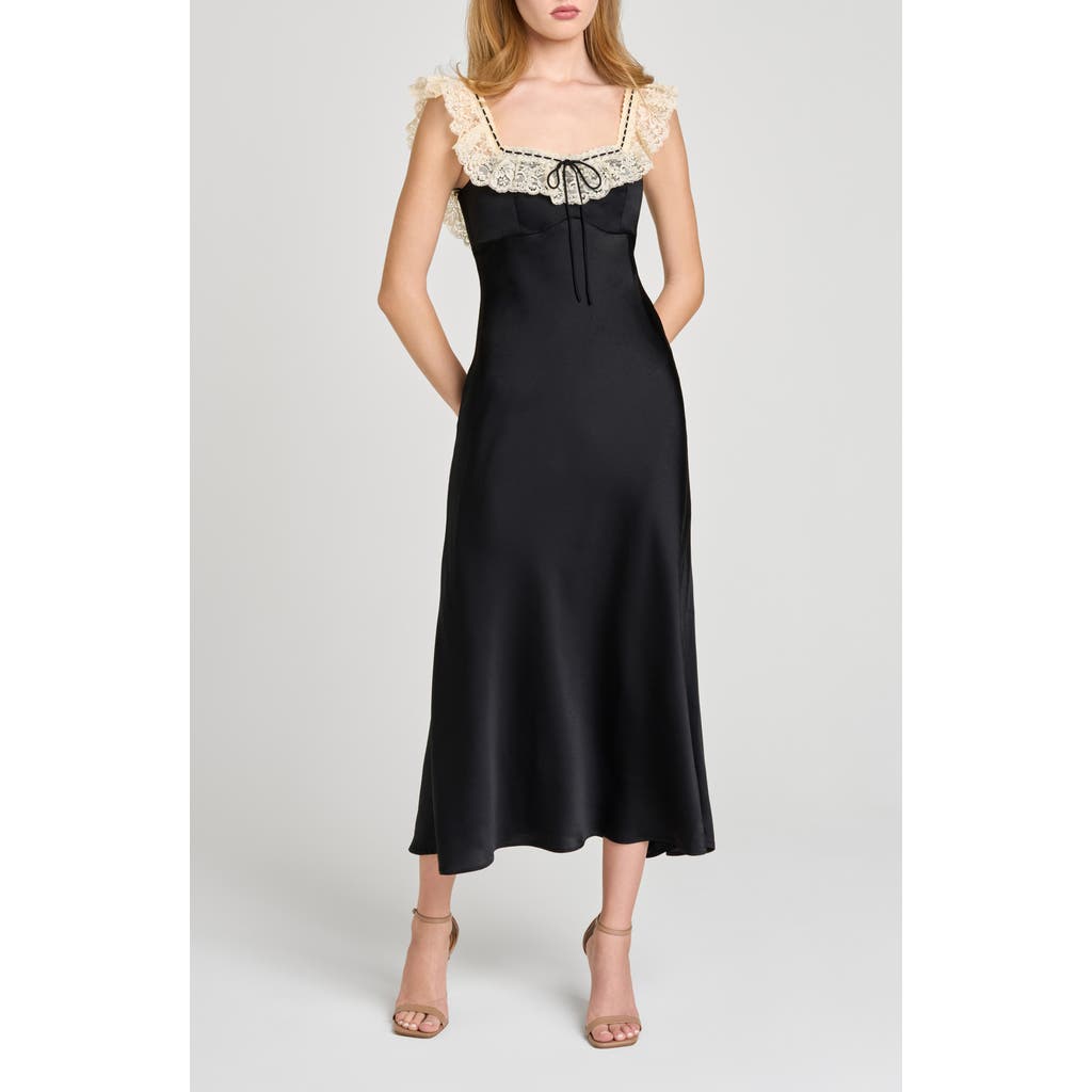 knee length dresses for ladies Keila Lace Trim Maxi Dress Cream / Black main image 0