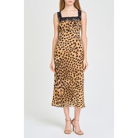 WAYF WAYF Gabrielle Lace Trim Midi Dress
