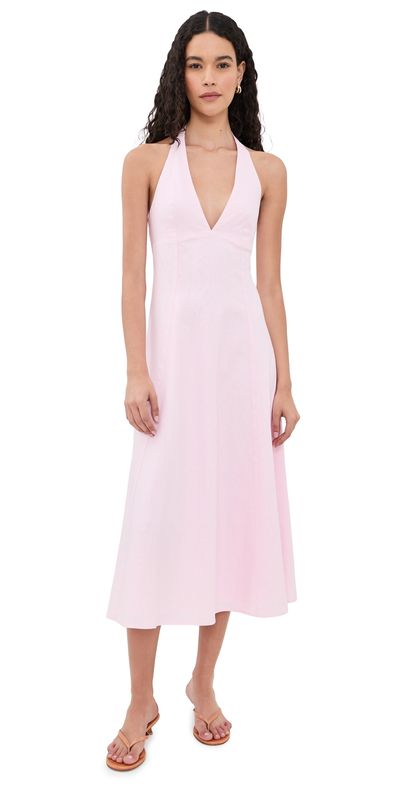 WAYF WAYF Heidi Halter Midi Dress Light Pink