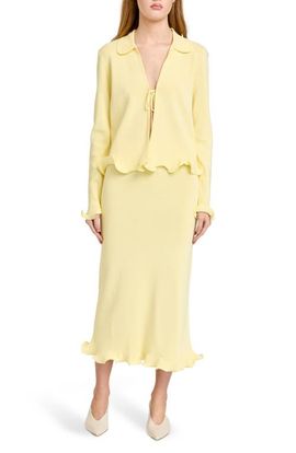 WAYF WAYF Isla Ruffle Tie Front Cardigan