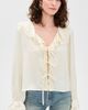WAYF WAYF Lacey Tie Front Top Cream - 2