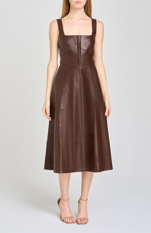 WAYF WAYF Leonie Faux Leather Fit & Flare Midi Dress