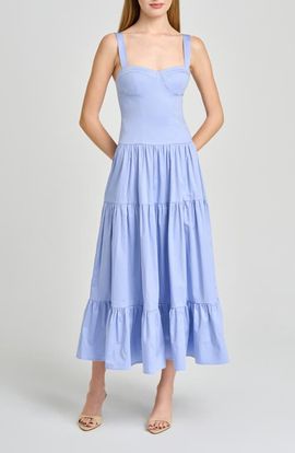 WAYF - Dana Floral Smocked Bodice Stretch Cotton Midi Dress in Ivory  Blossom at Nordstrom, Size X-Small