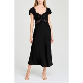 WAYF WAYF Mira Lace Trim Puff Sleeve Dress