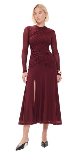 WAYF WAYF Selene Ruched Dress Burgundy