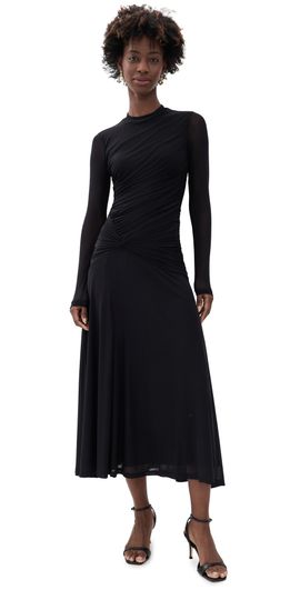 WAYF WAYF Selene Ruched Long Sleeve Dress Black