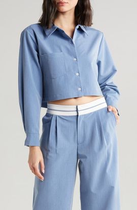 WAYF WAYF Sunday Crop Button-Up Shirt