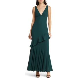 WAYF WAYF The Esme Ruffle Chiffon Gown