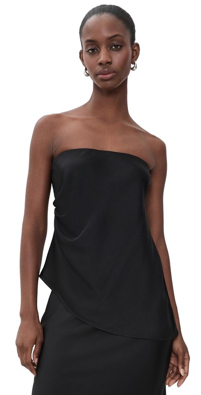 WAYF WAYF Vienna Strapless Satin Top Black