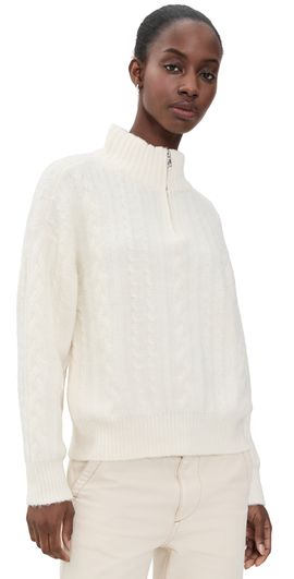WAYF WAYF West Quarter Zip Sweater Ivory
