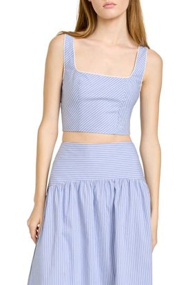 WAYF WAYF x Hannah Lovey Porter Georgia Directional Stripe Cotton Blend Crop Top