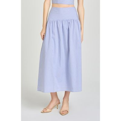 WAYF WAYF x Hannah Lovey Porter Georgia Directional Stripe Cotton Blend Midi Skirt (Nordstrom Exclusive)