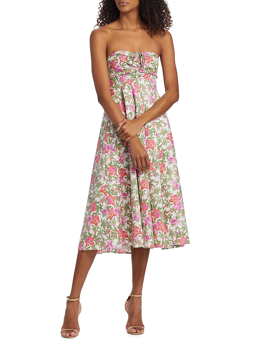 wayf say less ruched midi dress Wayf Women's Say Less Ruched Midi Dress - Brown - Size S