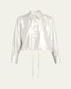 WE-AR4 The Crawford Cropped Shimmer Silk Blouse - 1
