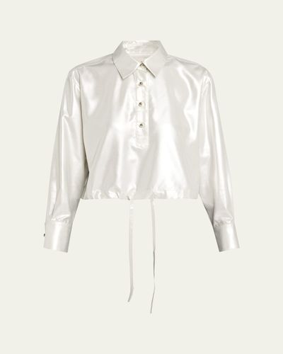 WE-AR4 The Crawford Cropped Shimmer Silk Blouse