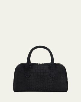 WE-AR4 The Ivy 22 Croc-Embossed Nubuck Leather Top-Handle Bag