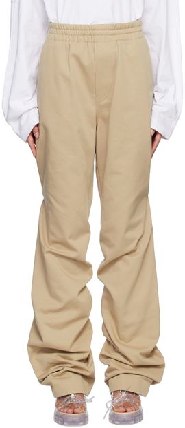 We11done We11done Beige Banded Shirring Trousers