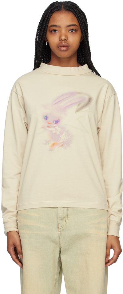 We11done We11done Beige Crewneck Long Sleeve T-Shirt
