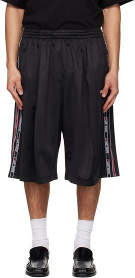 We11done We11done Black 1506 Logo Tape Bermuda Track Shorts