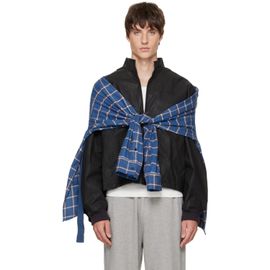 We11done We11done Black Coated Layered Harrington Jacket