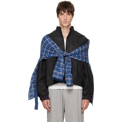 We11done We11done Black Coated Layered Harrington Jacket
