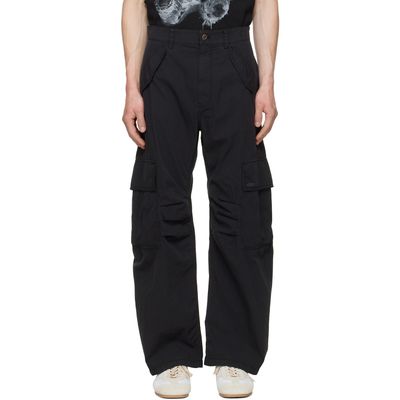 We11done We11done Black Crescent Shirring Cargo Pants