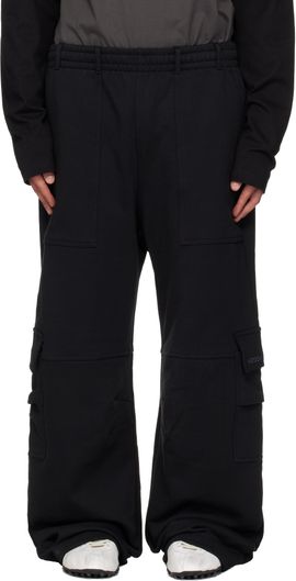We11done We11done Black Curved Jersey Cargo Pants