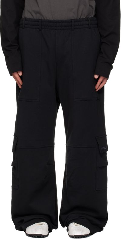 We11done We11done Black Curved Jersey Cargo Pants