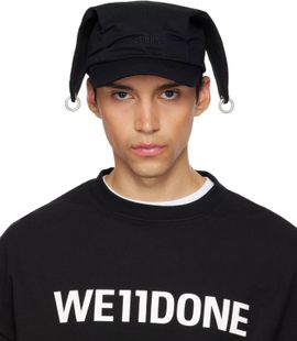 We11done We11done Black Ear Detailed Cap