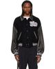 We11done We11done Black Faux-Leather Varsity Jacket - 1