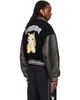 We11done We11done Black Faux-Leather Varsity Jacket - 3