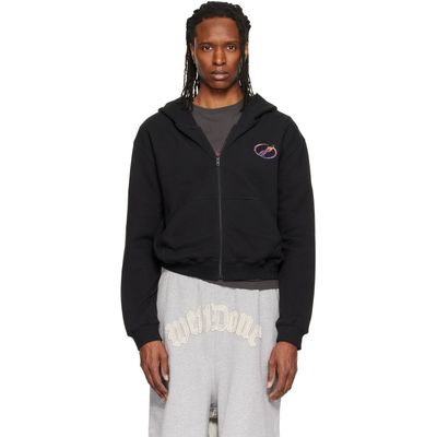 We11done We11done Black Gradient Logo Zip-Up Hoodie