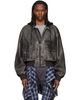 We11done We11done Black Hybrid Hooded Faux-Leather Track Jacket - 1