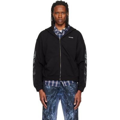 We11done We11done Black Lace 'WE11DONE' Zip-Up Hoodie