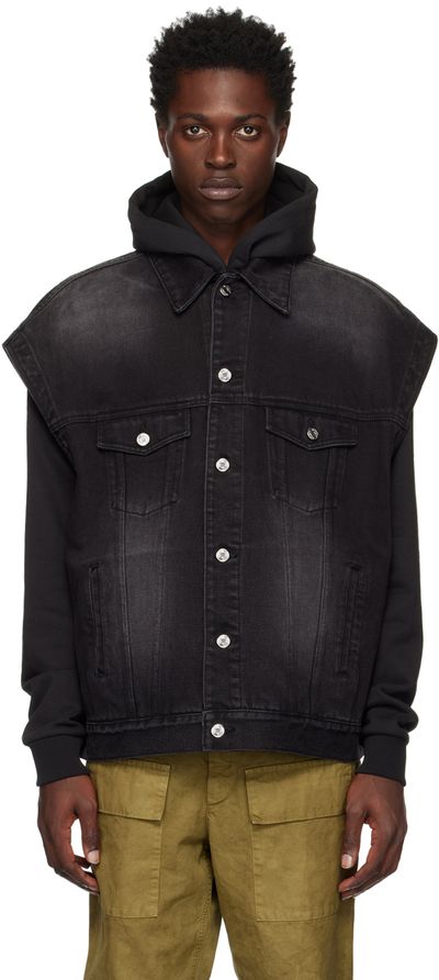 We11done We11done Black Oversized Trucker Denim Vest