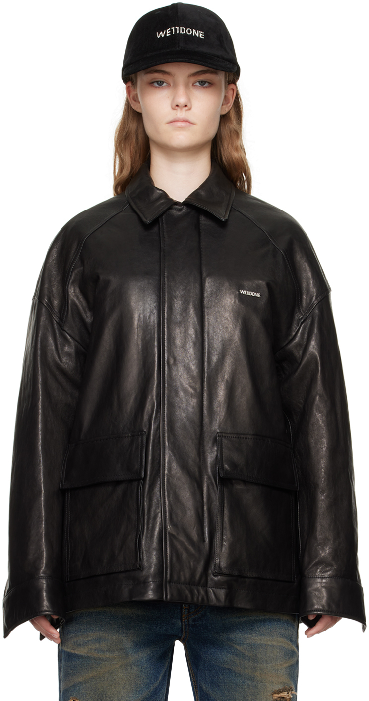 We11done - Black Padded Leather Jacket