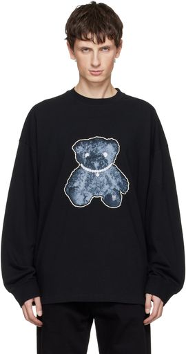 We11done We11done Black Pearl Necklace Teddy Long Sleeve T-shirt
