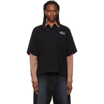 We11done We11done Black 'Se11done' Layered Long-Sleeve Polo