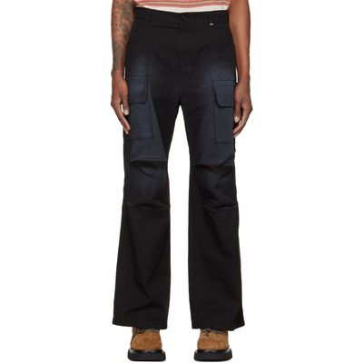 We11done We11done Black Washed Multi Pocket Cargo Pants
