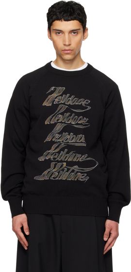 We11done We11done Black 'WE11DONE' Multi-Logo Sweater
