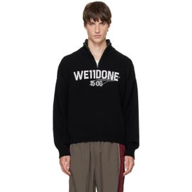 We11done We11done Black Wide-Fit '1506' Logo Half-Zip Sweater