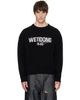 We11done We11done Black Wide-Fit '1506' Logo Pullover Sweater - 1