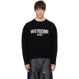 We11done We11done Black Wide-Fit '1506' Logo Pullover Sweater