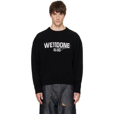 We11done We11done Black Wide-Fit '1506' Logo Pullover Sweater