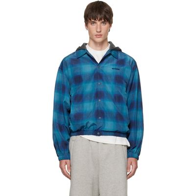 We11done We11done Blue Check Coach Jacket