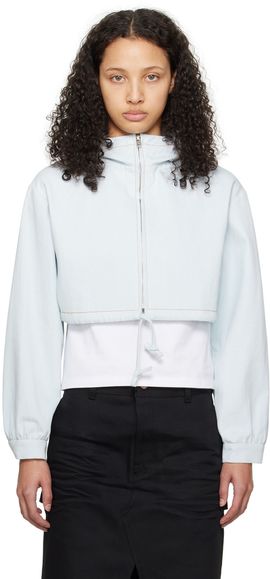 We11done We11done Blue Cropped Denim Hoodie