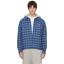 We11done We11done Blue Hooded Shirt Jacket